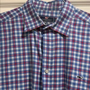 Vineyard Vines Men’s Blue & Red Plaid Button-Down Shirt - XL - like new